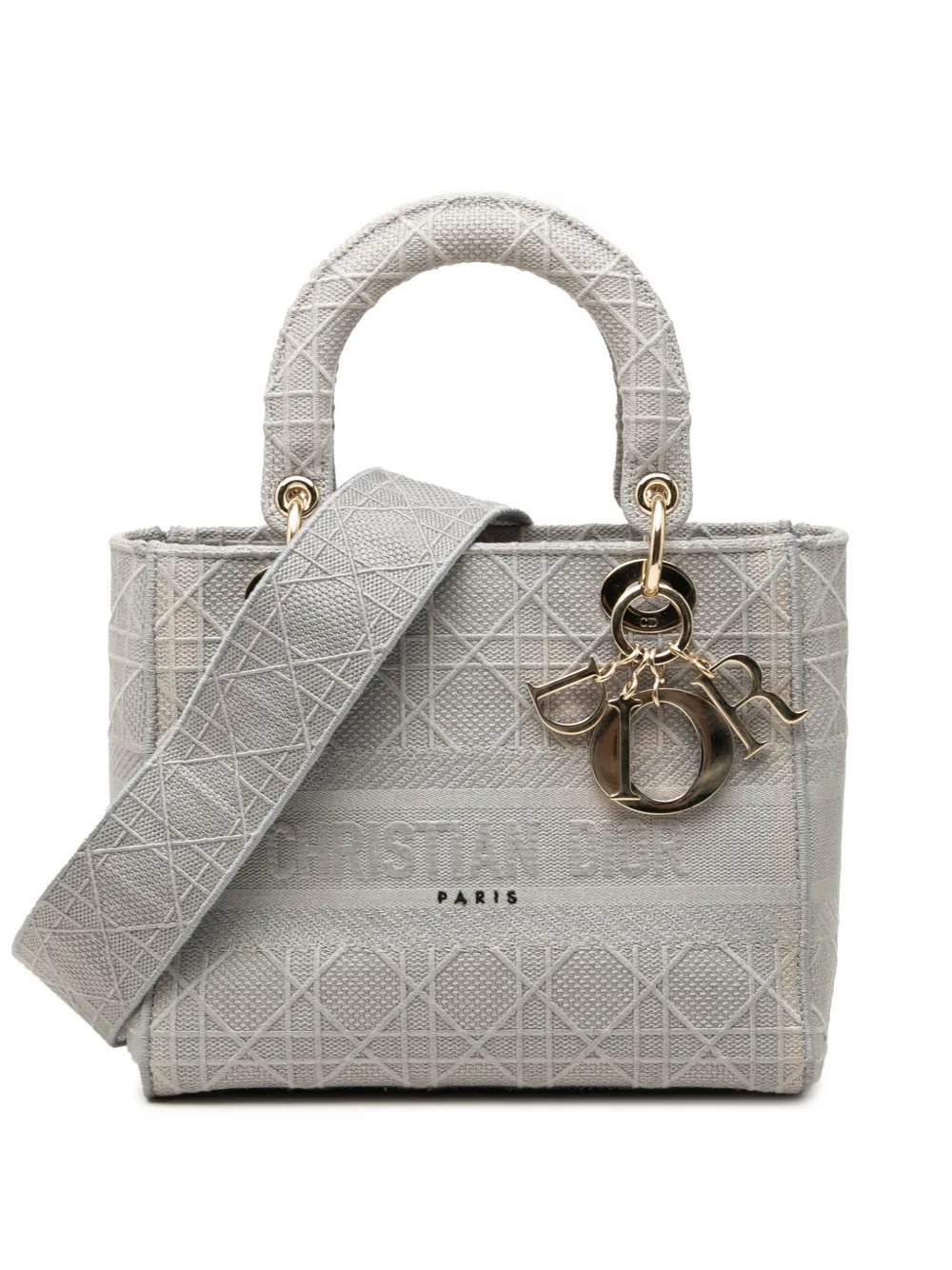 2020 Medium Embroidered Canvas Cannage Lady D Lite satchel
