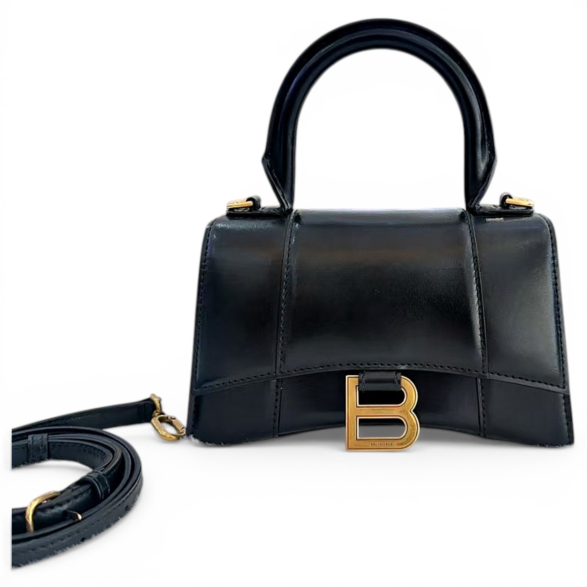 Hourglass leather handbag