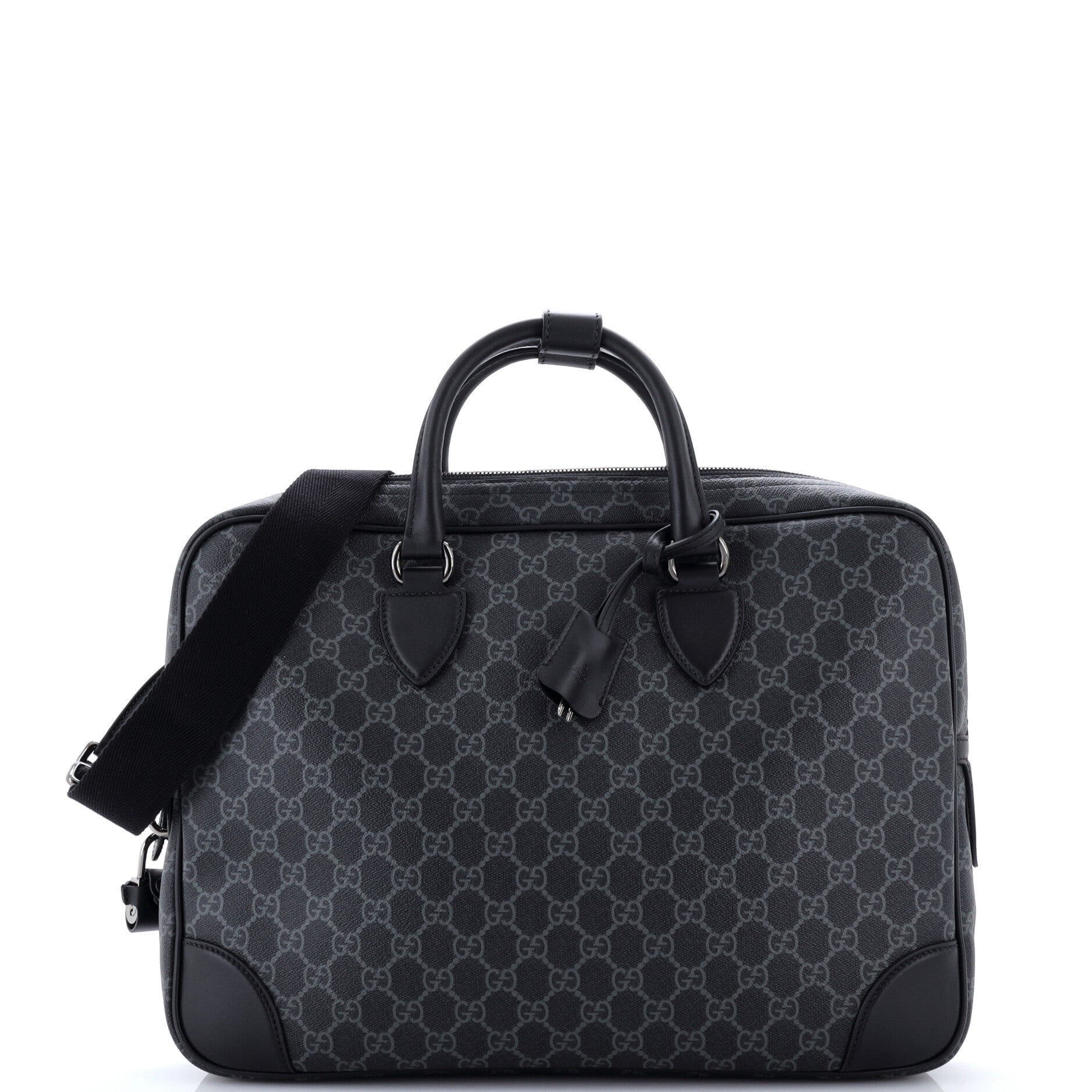 Emblem Convertible Zip Around Briefcase GG Coated Canvas Medium