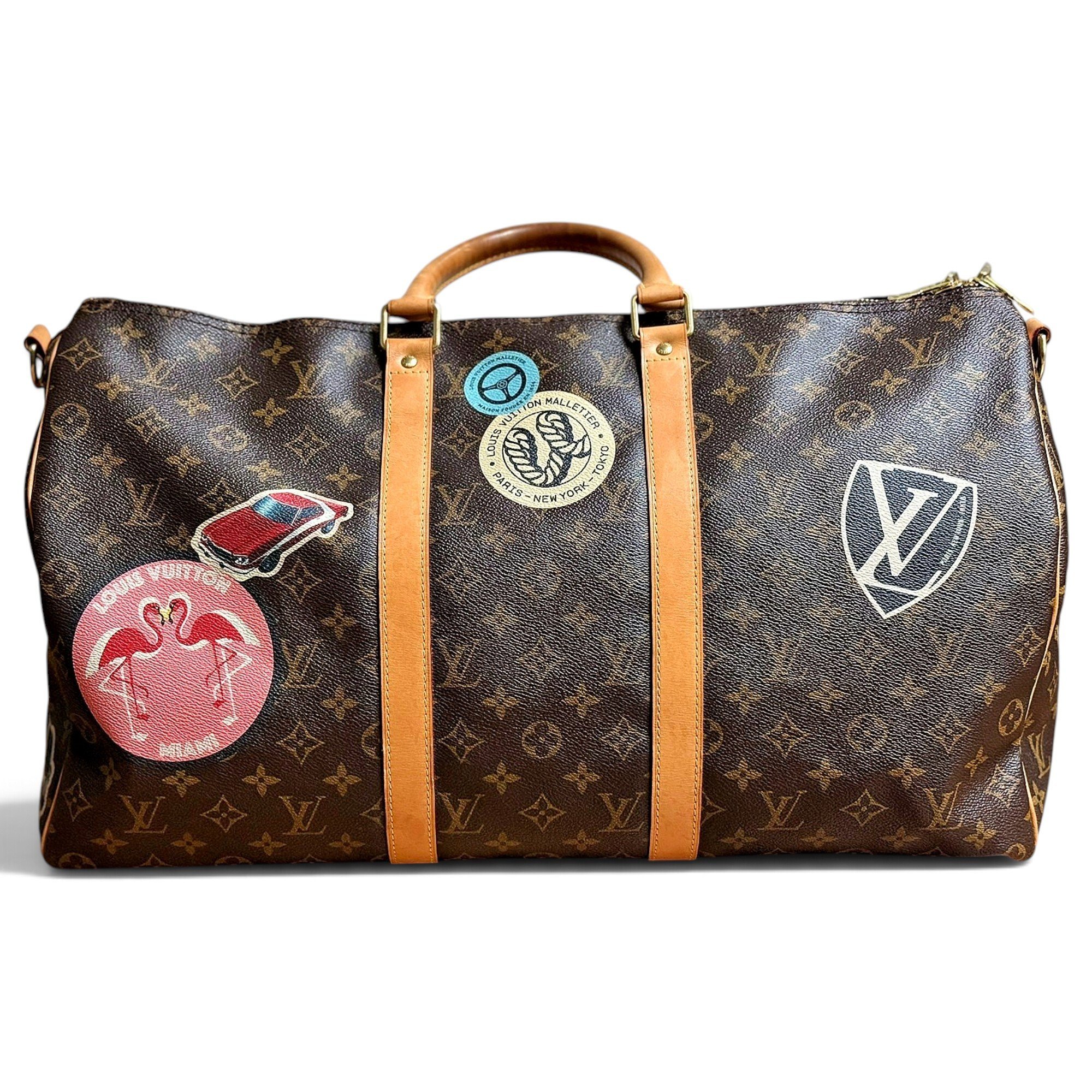Louis Vuitton Keepall leather travel bag