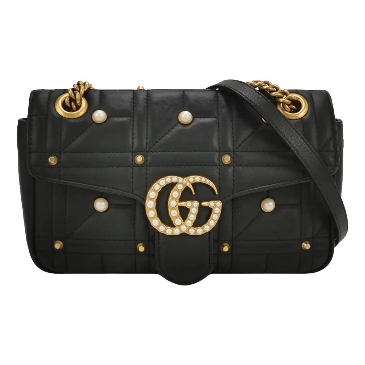 Pearly GG Marmont Flap leather handbag