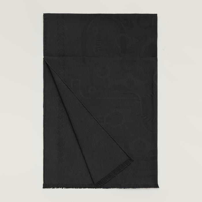 Noir Grand Jacquard Panoplie Equestre Muffler