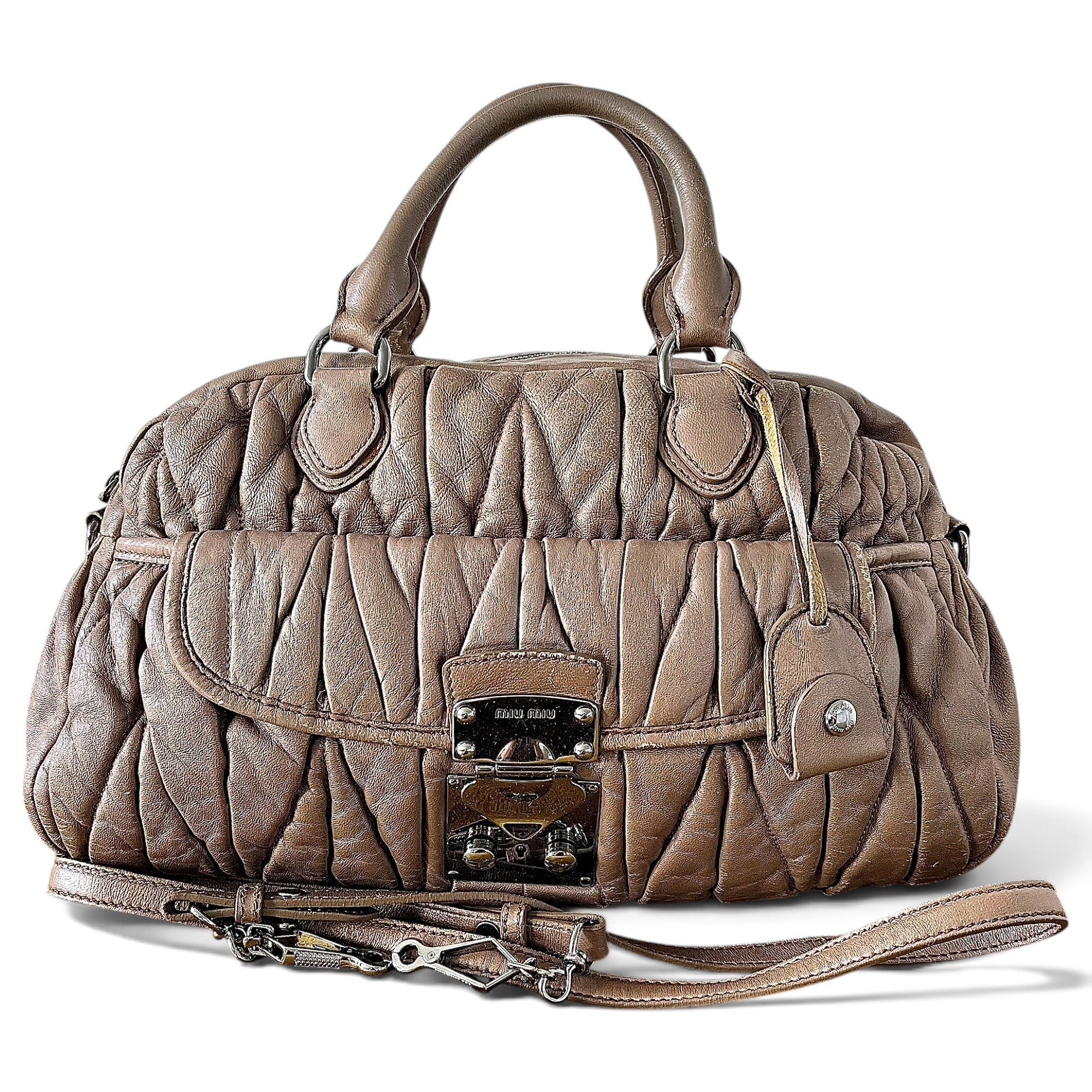 Bow bag leather handbag