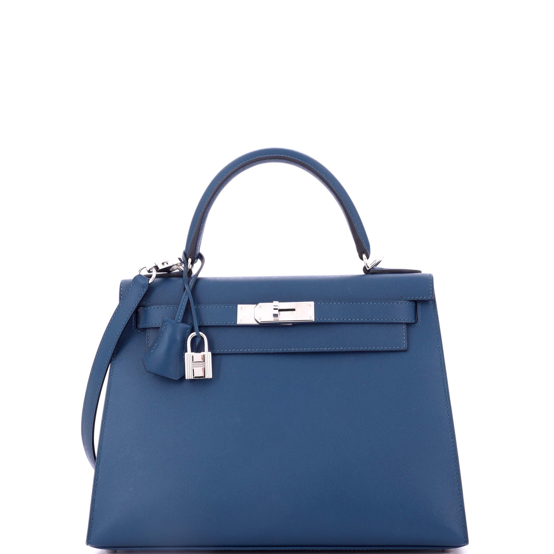 Hermes Kelly Handbag Deep Blue Madame with Palladium Hardware 28