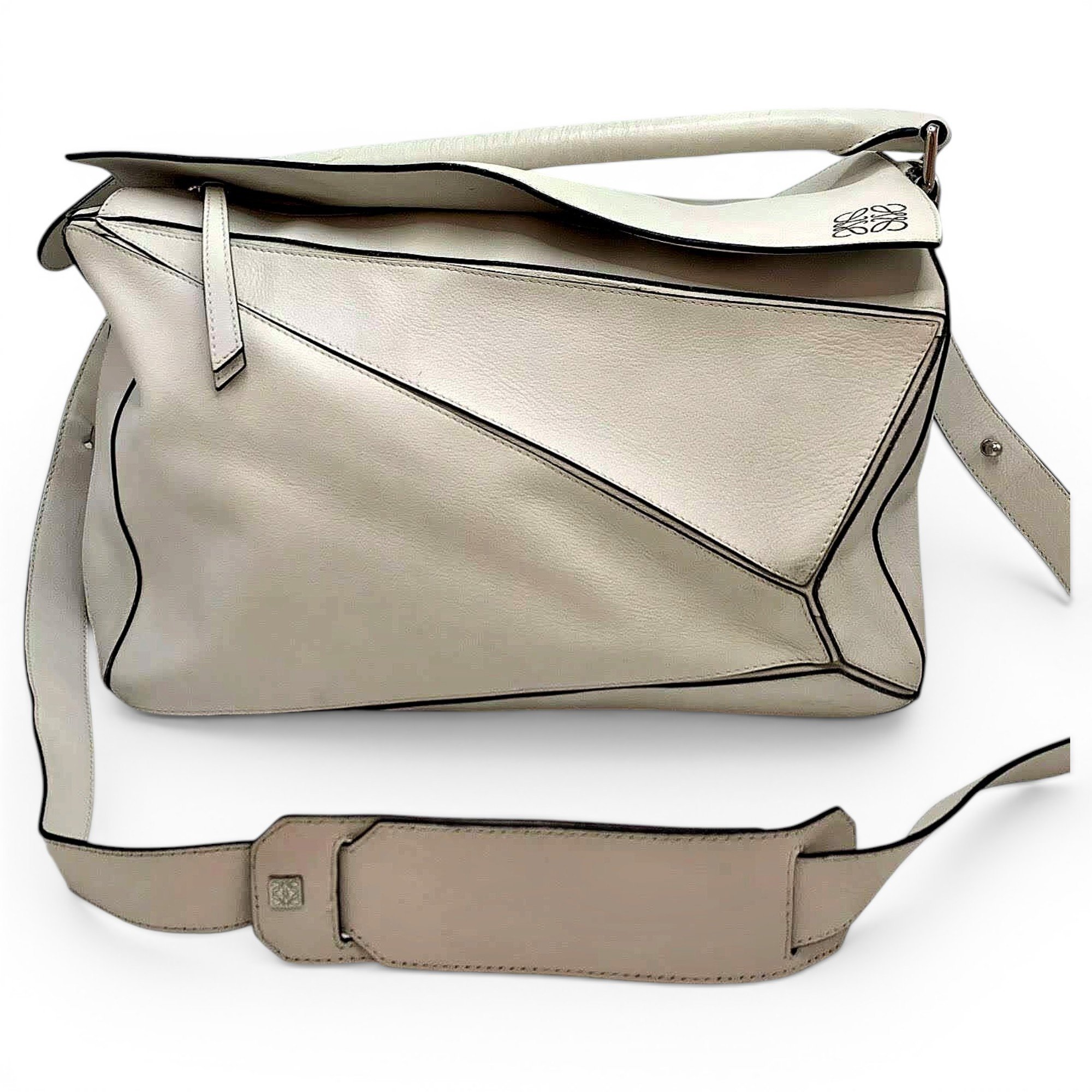 Puzzle leather handbag