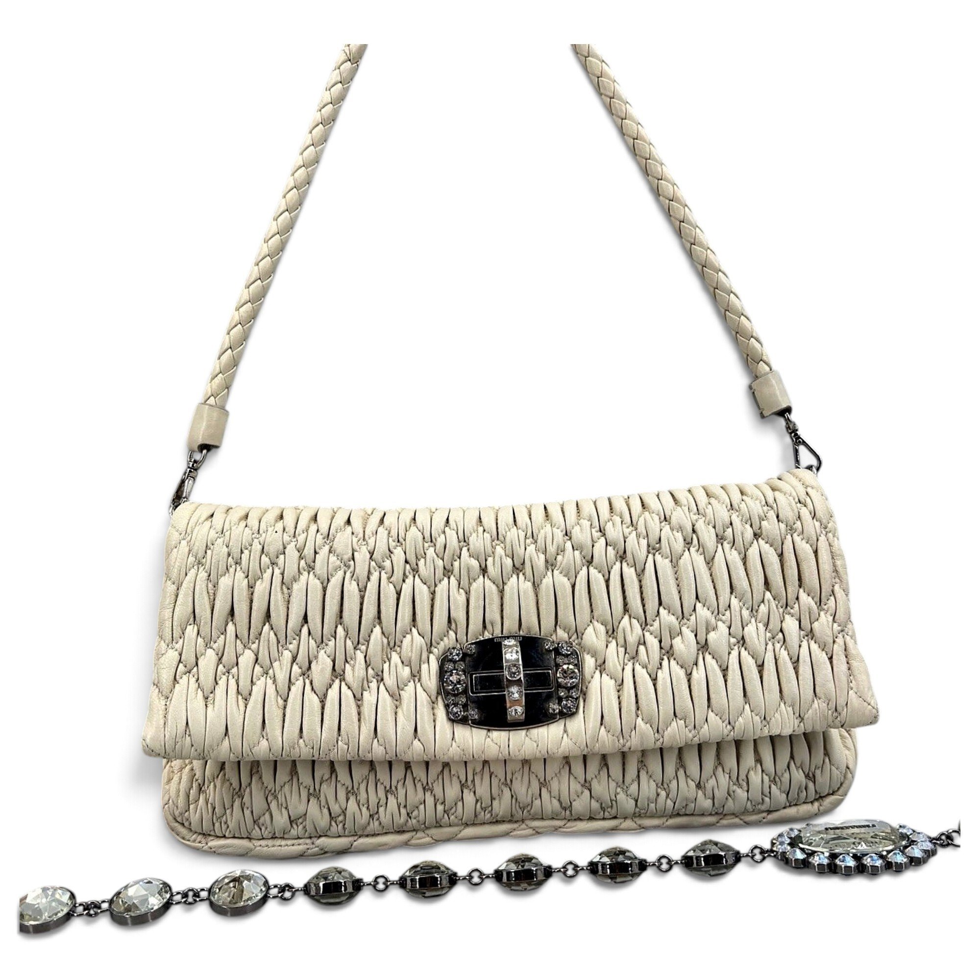 Miu Crystal leather handbag