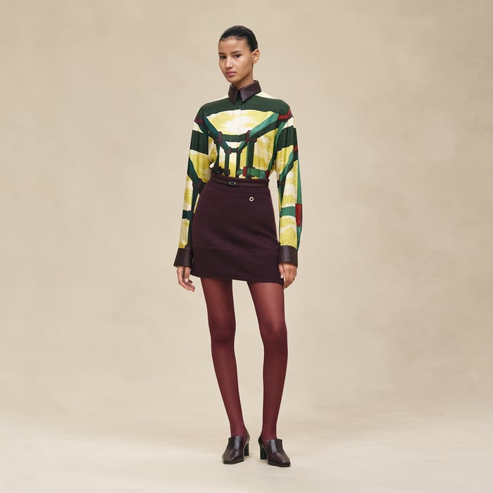 Rouge Bordeaux Cashmere Short Skirt