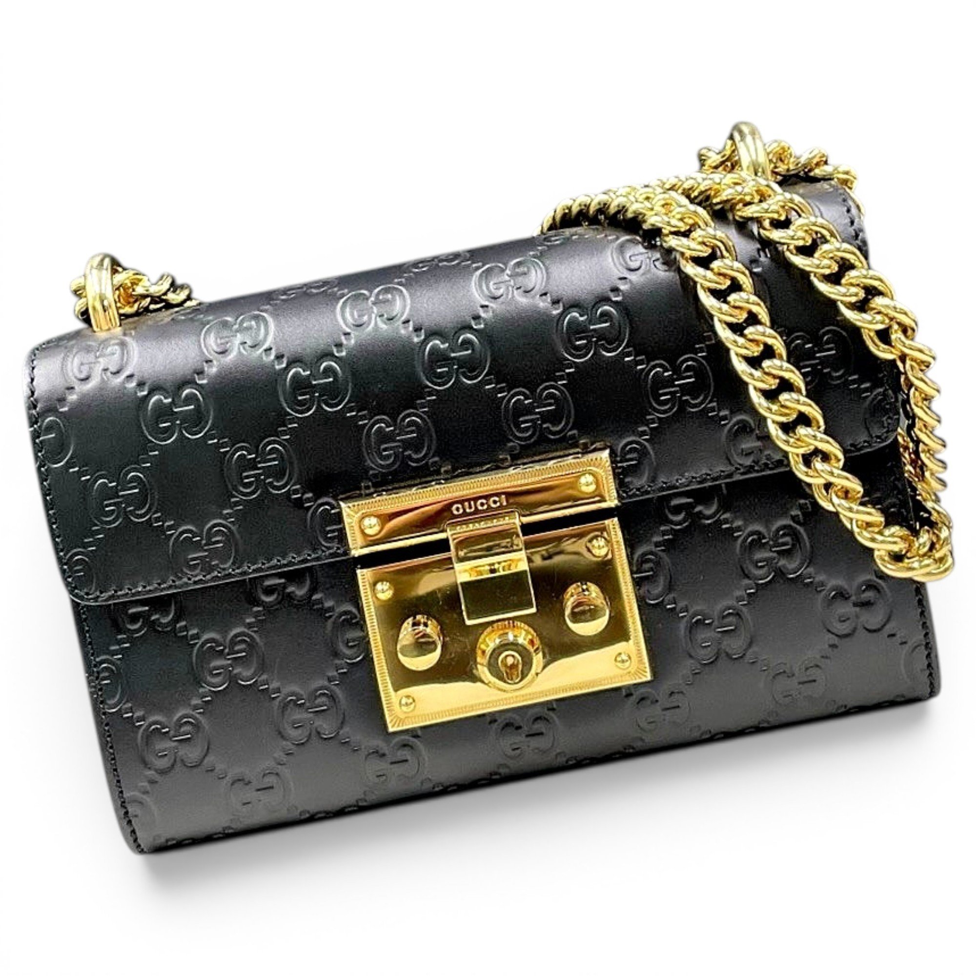 Padlock leather handbag