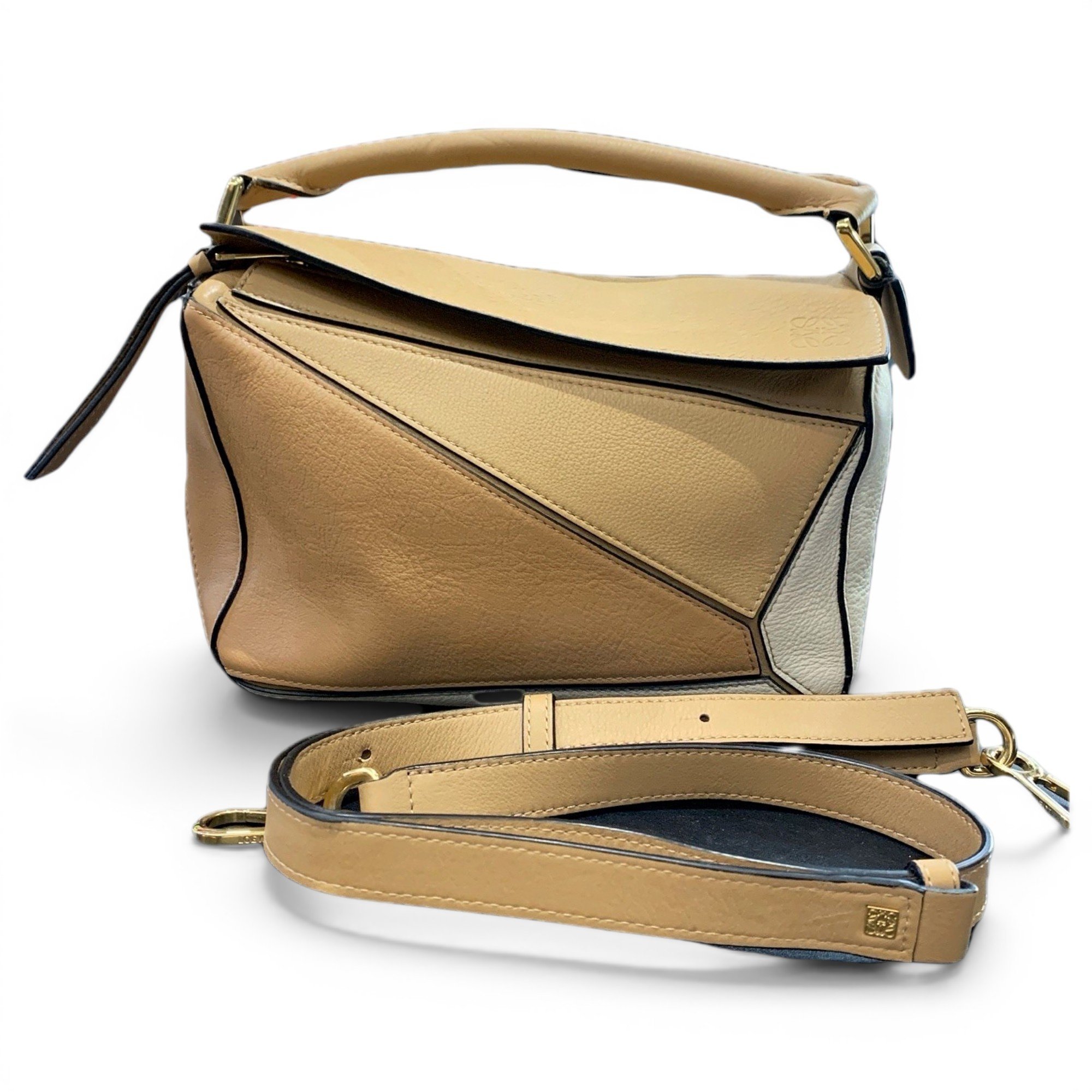 Puzzle leather handbag
