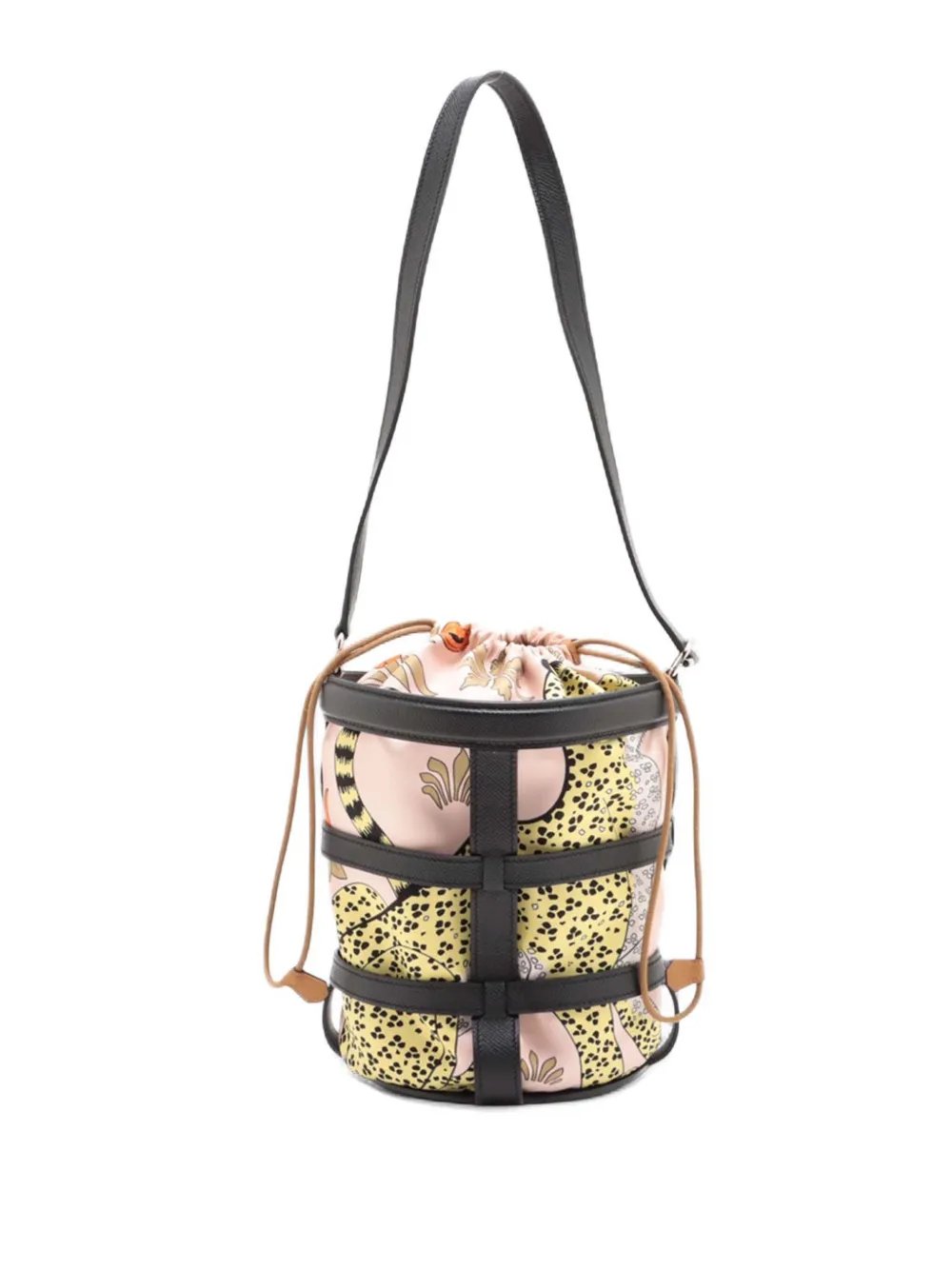 2016 Les Léopards Silk and Epsom Sac Musardine bucket bag