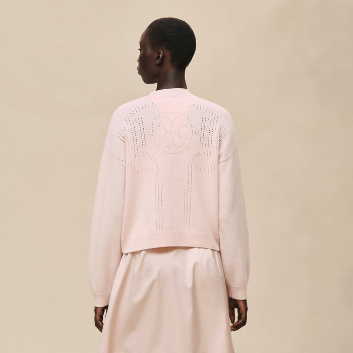 Rose Palomino Cashmere Long-sleeve Cardigan