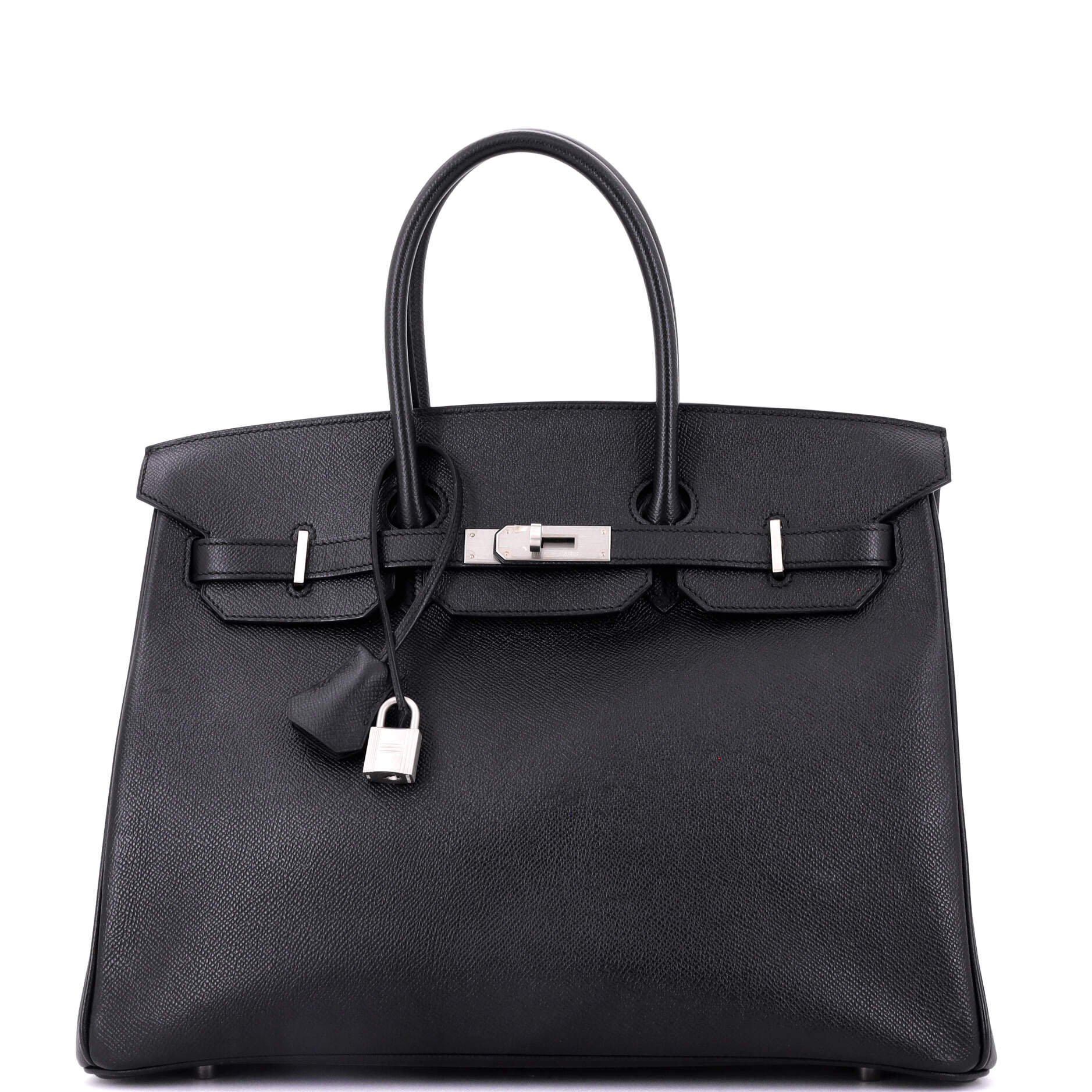 Hermes Birkin Handbag Noir Epsom with Brushed Palladium Hardware 35