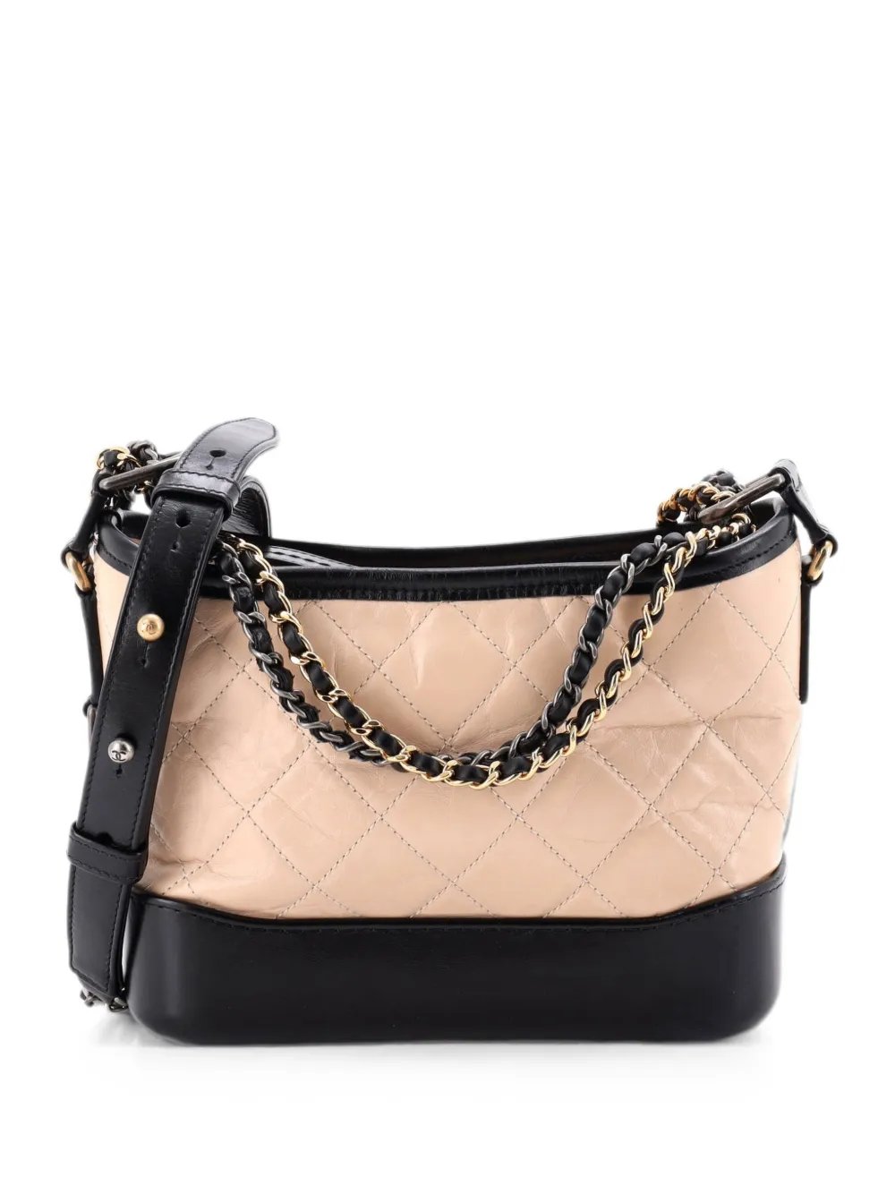 Bicolor Gabrielle Quilted Aged Calfskin Small hobo bag