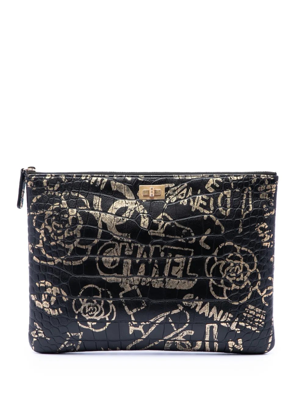 2019 Crocodile Embossed Calfskin Cocodile Graffiti 2.55 Reissue clutch bag