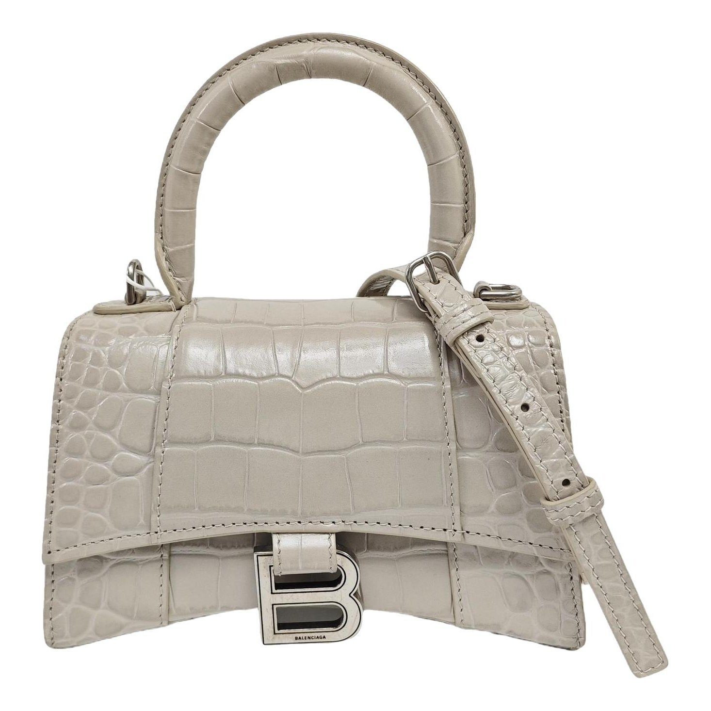 Hourglass leather handbag
