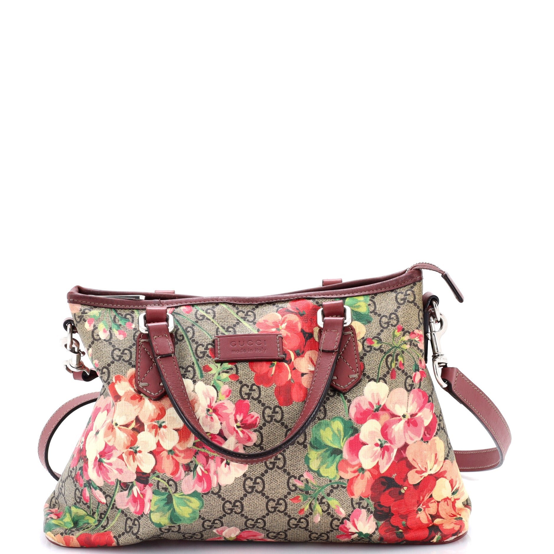 Convertible Zip Tote Blooms Print GG Coated Canvas Medium
