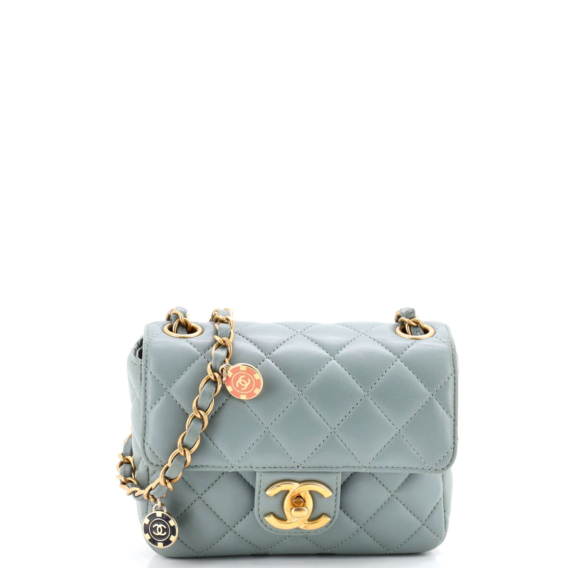 Chanel Casino Royale Charms Square Flap Bag Quilted Lambskin with Enamel Mini