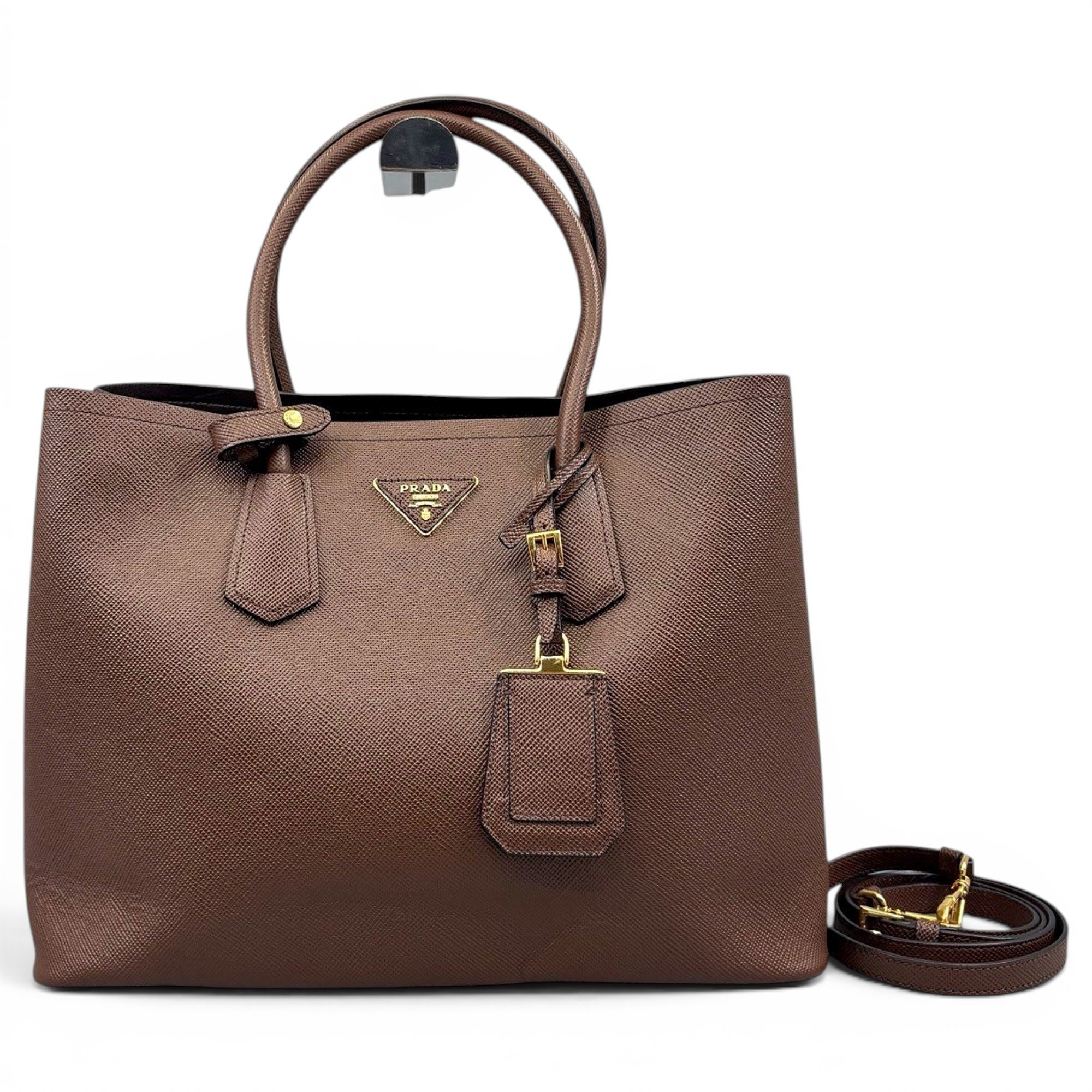 Double leather handbag