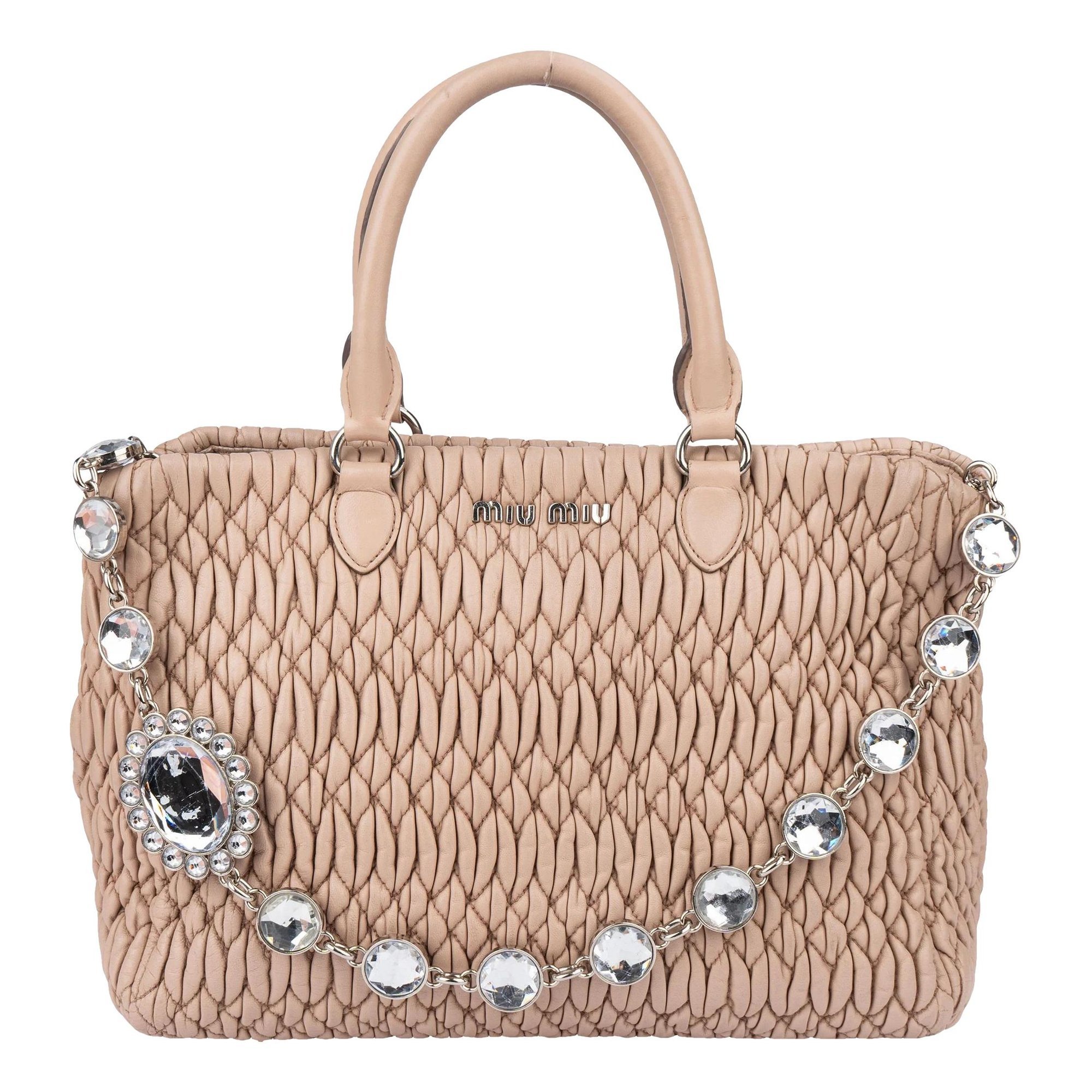 Miu Crystal leather handbag