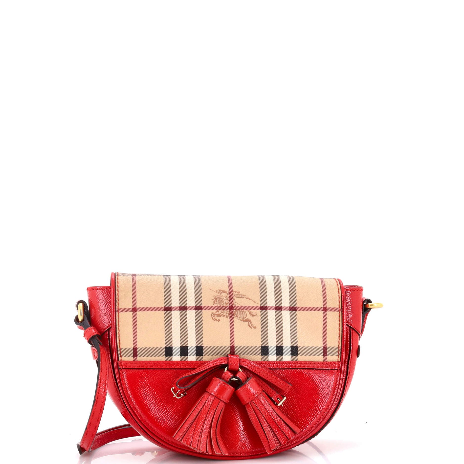 Burberry Maydown Crossbody Bag Haymarket Coated Canvas and Leather Small