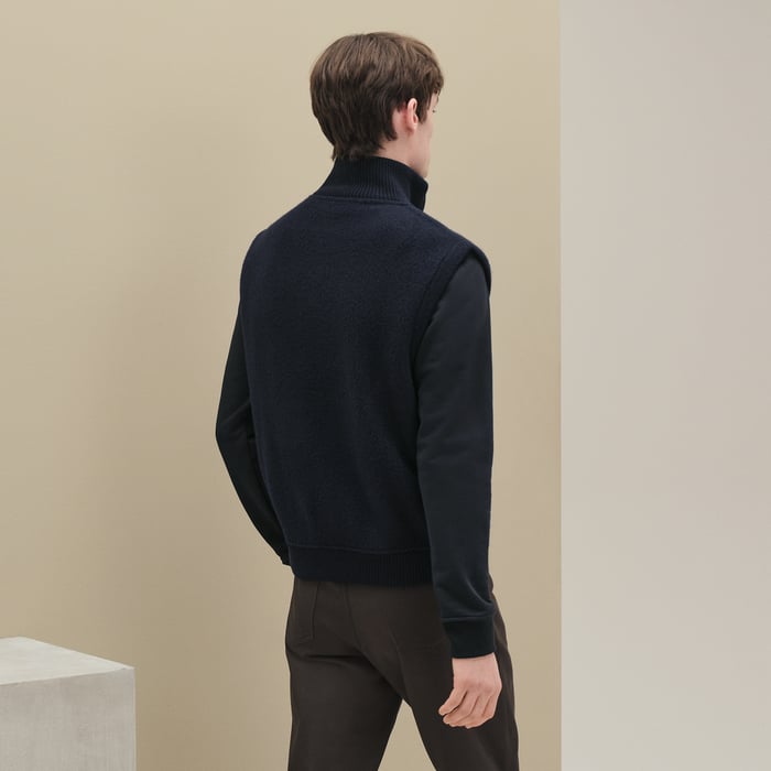 Marine Vest With Leather Details