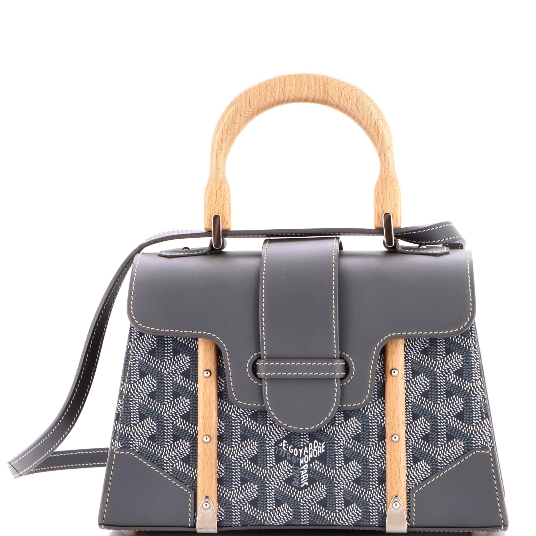 Goyard Structured Saigon Top Handle Bag Coated Canvas with Leather Mini