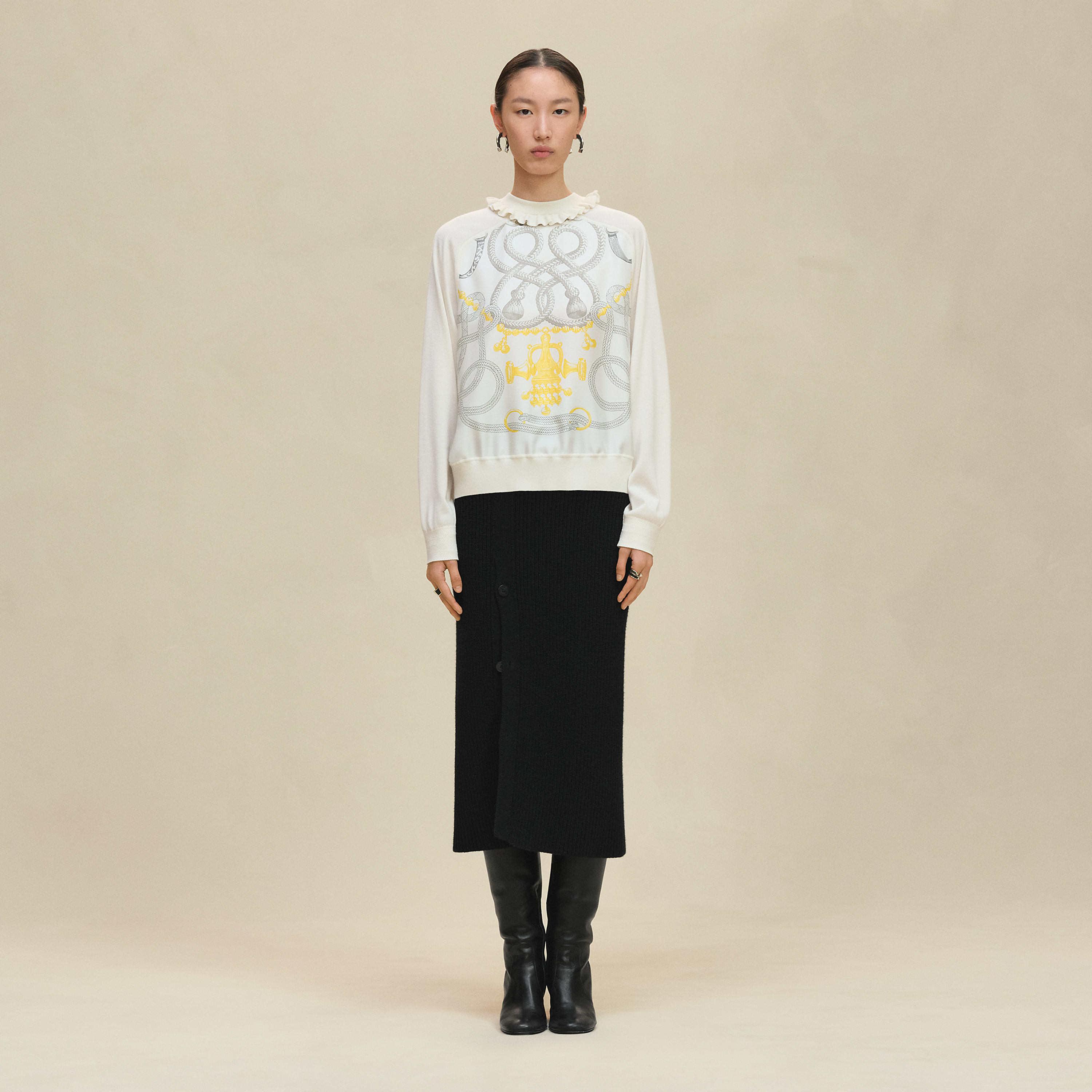 "Palefroi Remix" long-sleeve twillaine sweater