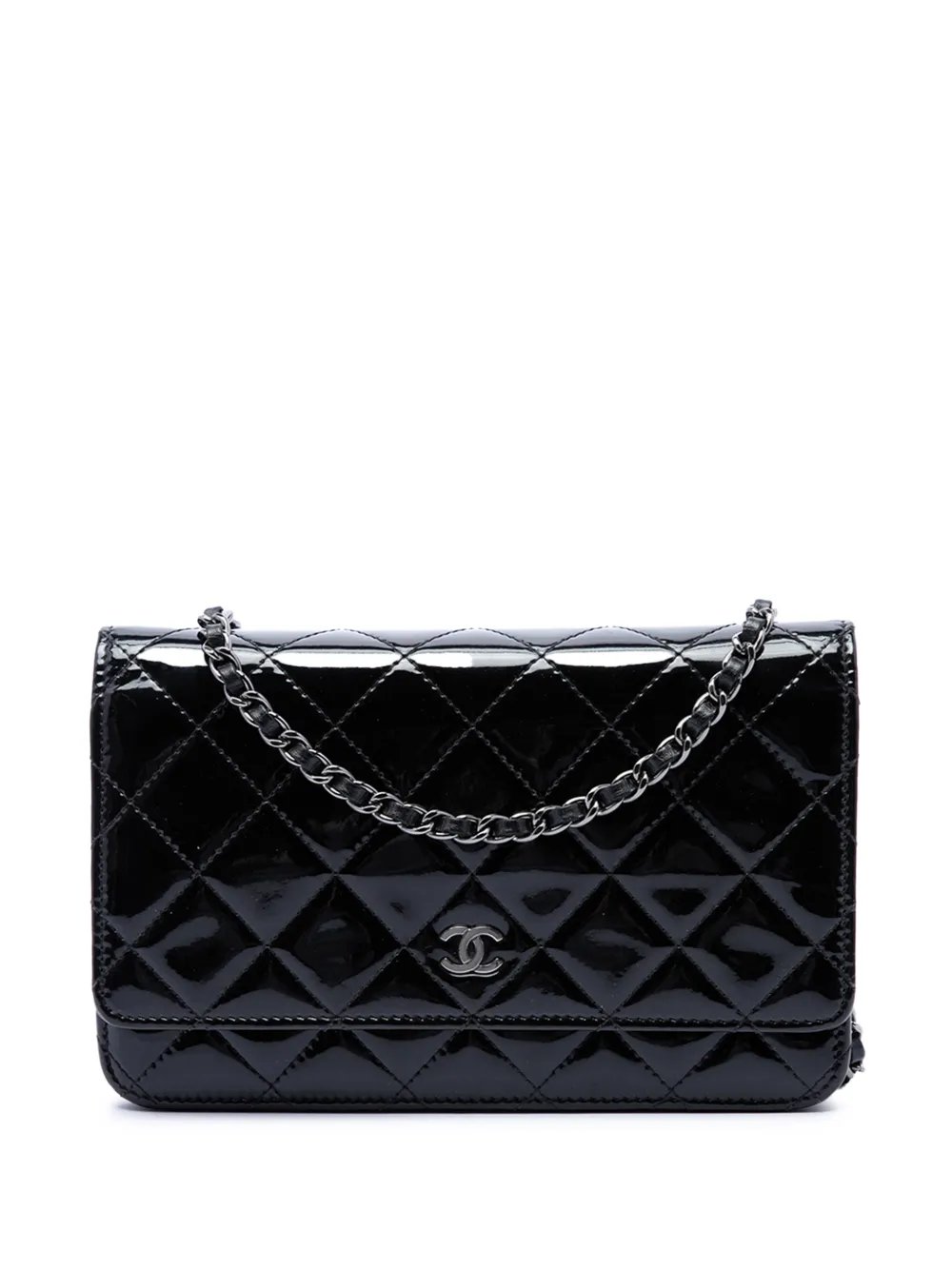 2014 CC Quilted Patent Wallet On Chain crossbody bag