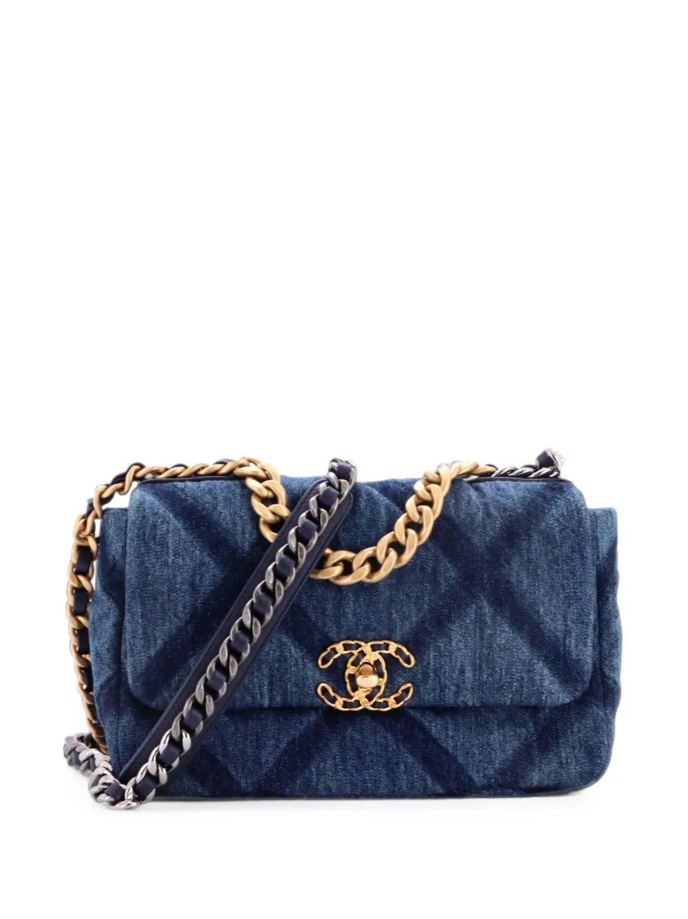 19 Flap Bag Quilted Denim Medium shoulder bag