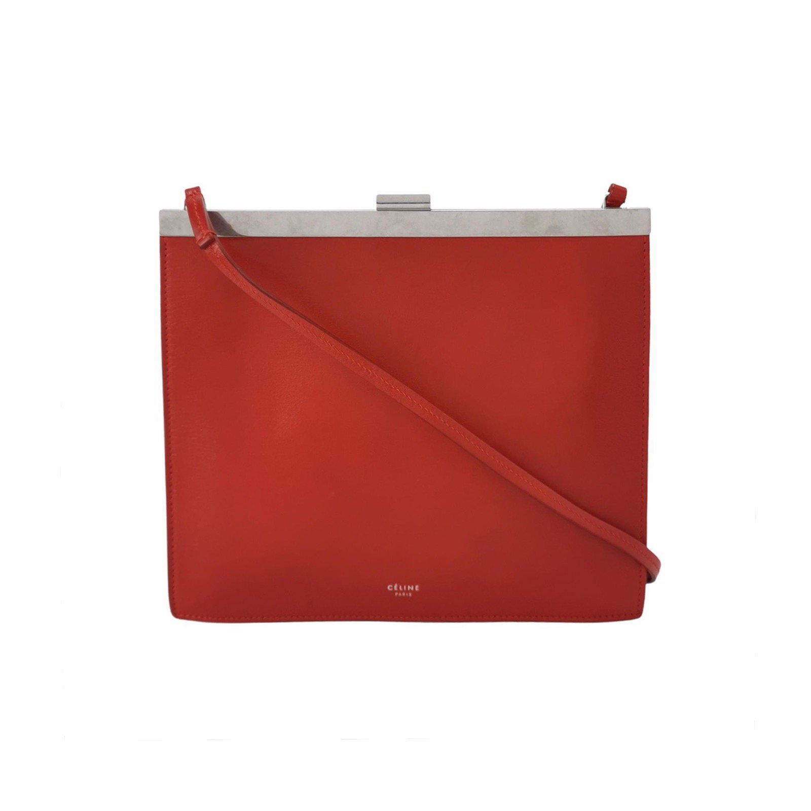 Clasp leather handbag
