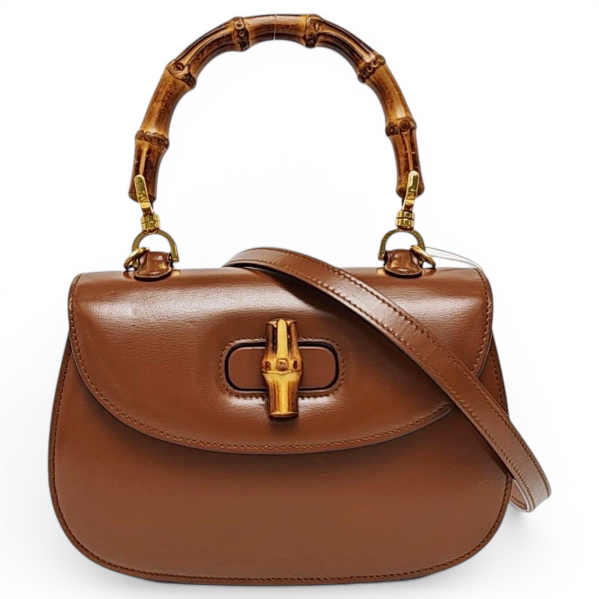 Convertible Bamboo Top Handle leather handbag