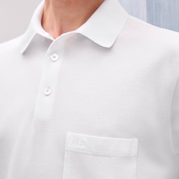 Blanc "H" Embroidered Buttoned Polo Shirt