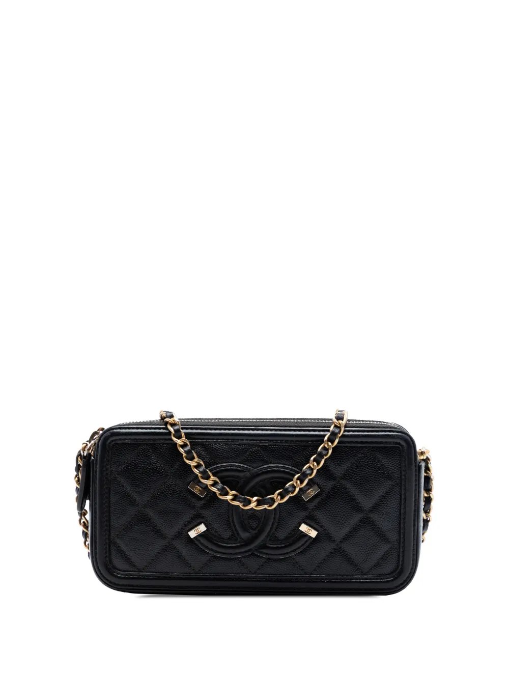 2018 Caviar CC Filigree Clutch with Chain crossbody bag