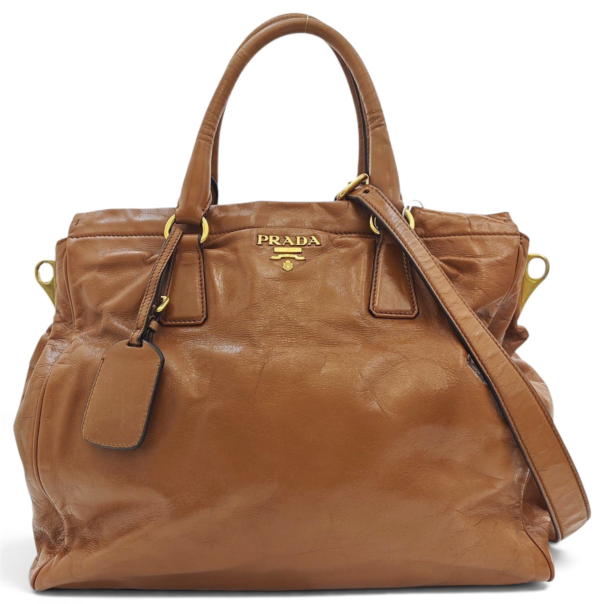 Buckle leather handbag