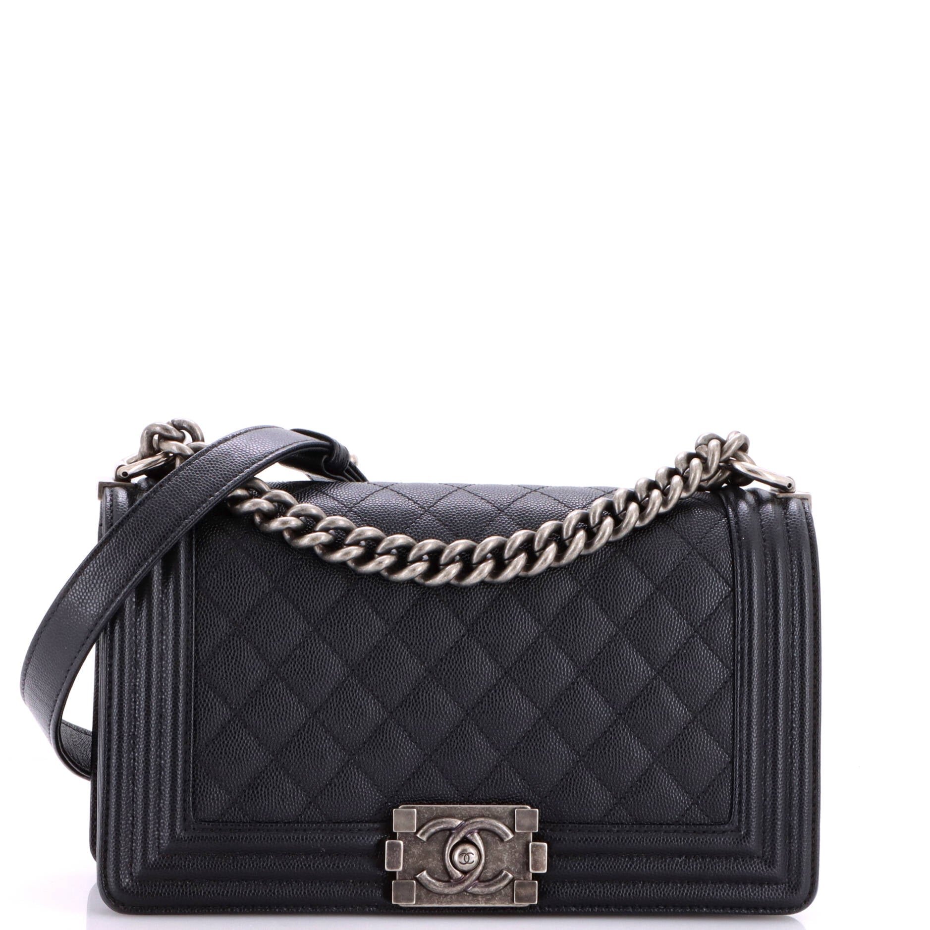 Boy Flap Bag Quilted Caviar Old Medium
