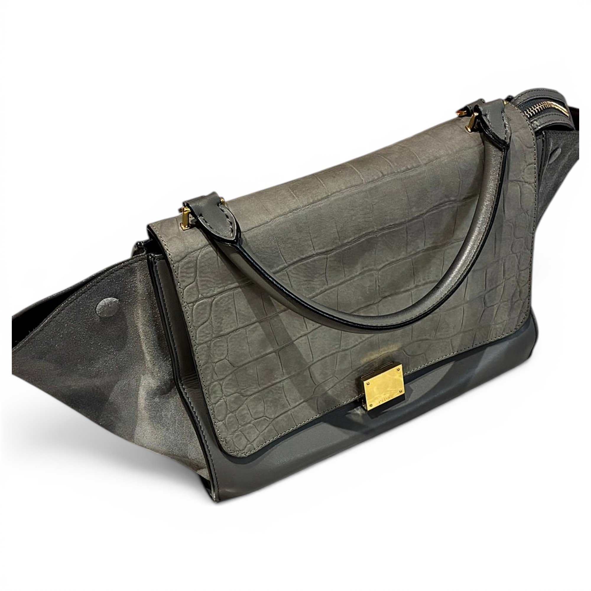 Trapèze leather handbag