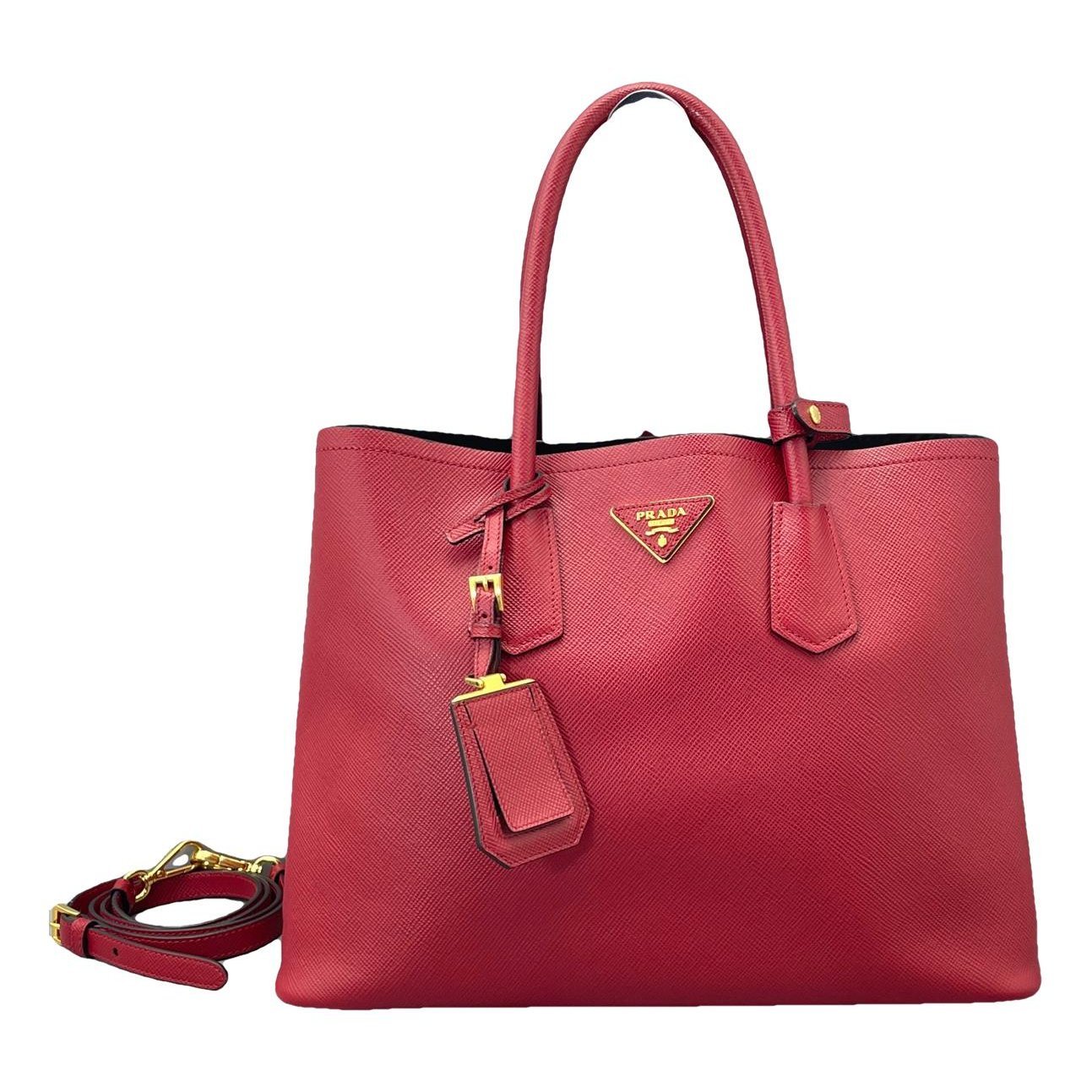 Double leather handbag