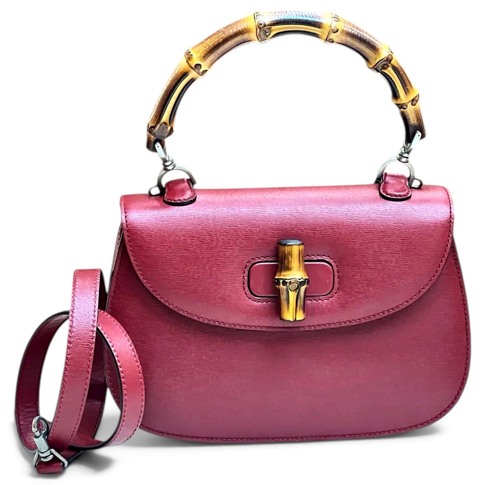Convertible Bamboo Top Handle leather crossbody bag