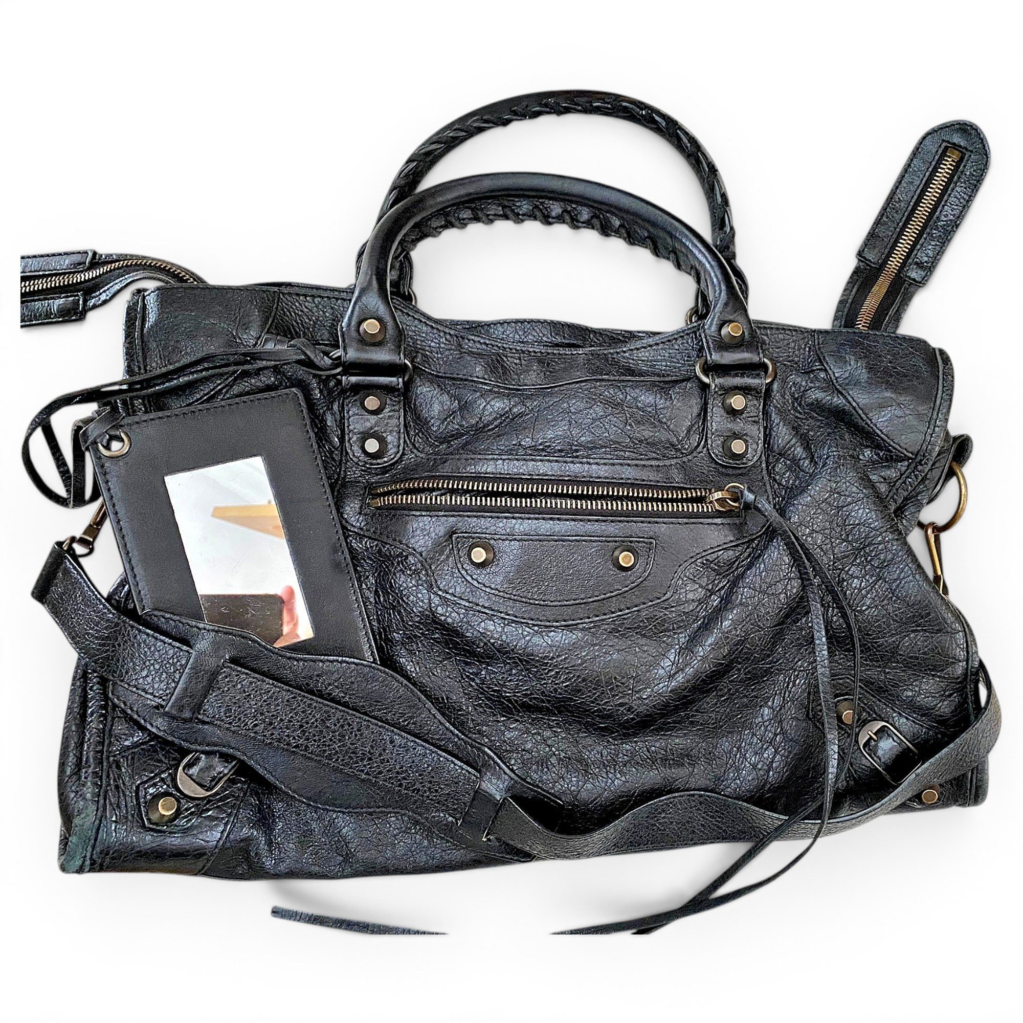 City leather handbag