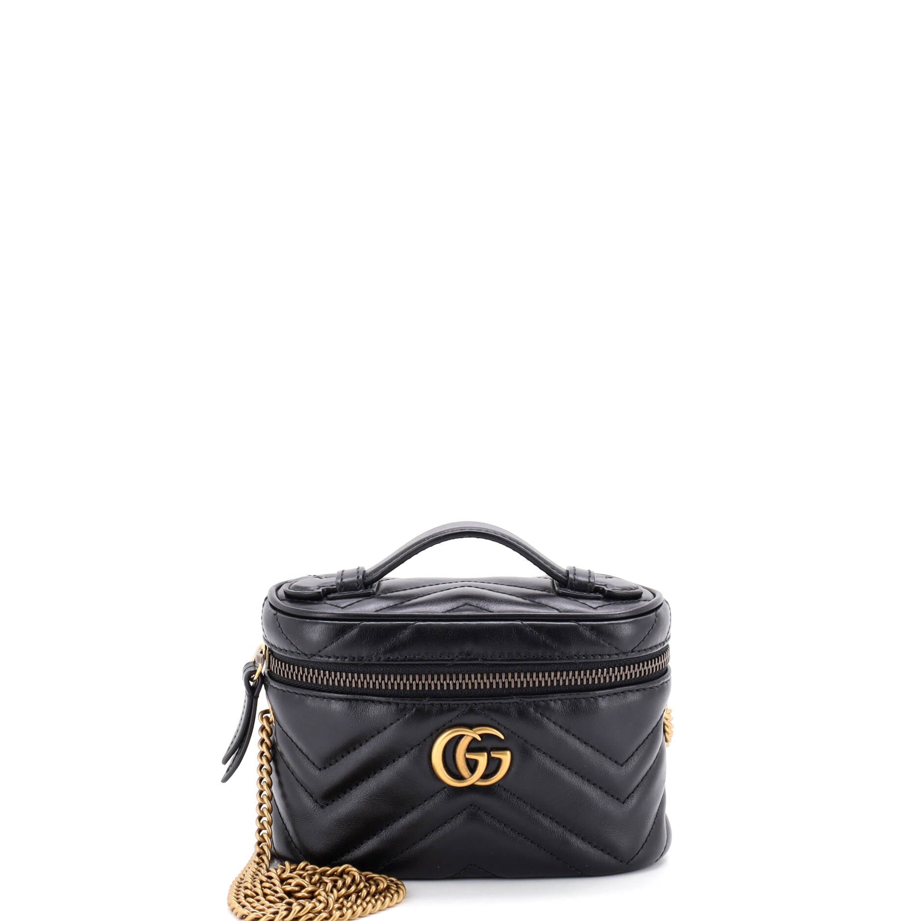GG Marmont Top Handle Vanity Chain Bag Matelasse Leather Mini