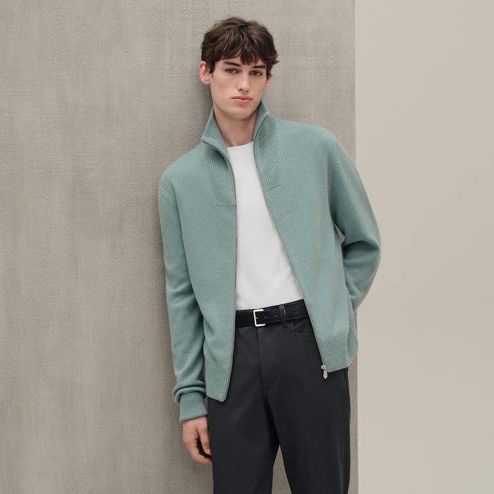 Céladon Cashmere "Maillon Chaine d'Ancre" Full-zip Jacket