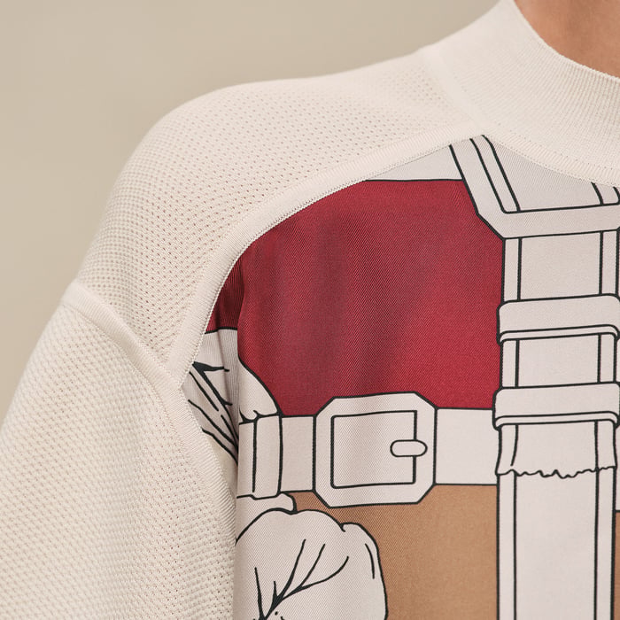 Beige Amande "Grand Manege Detail Remix" Wide Short-sleeve Sweater
