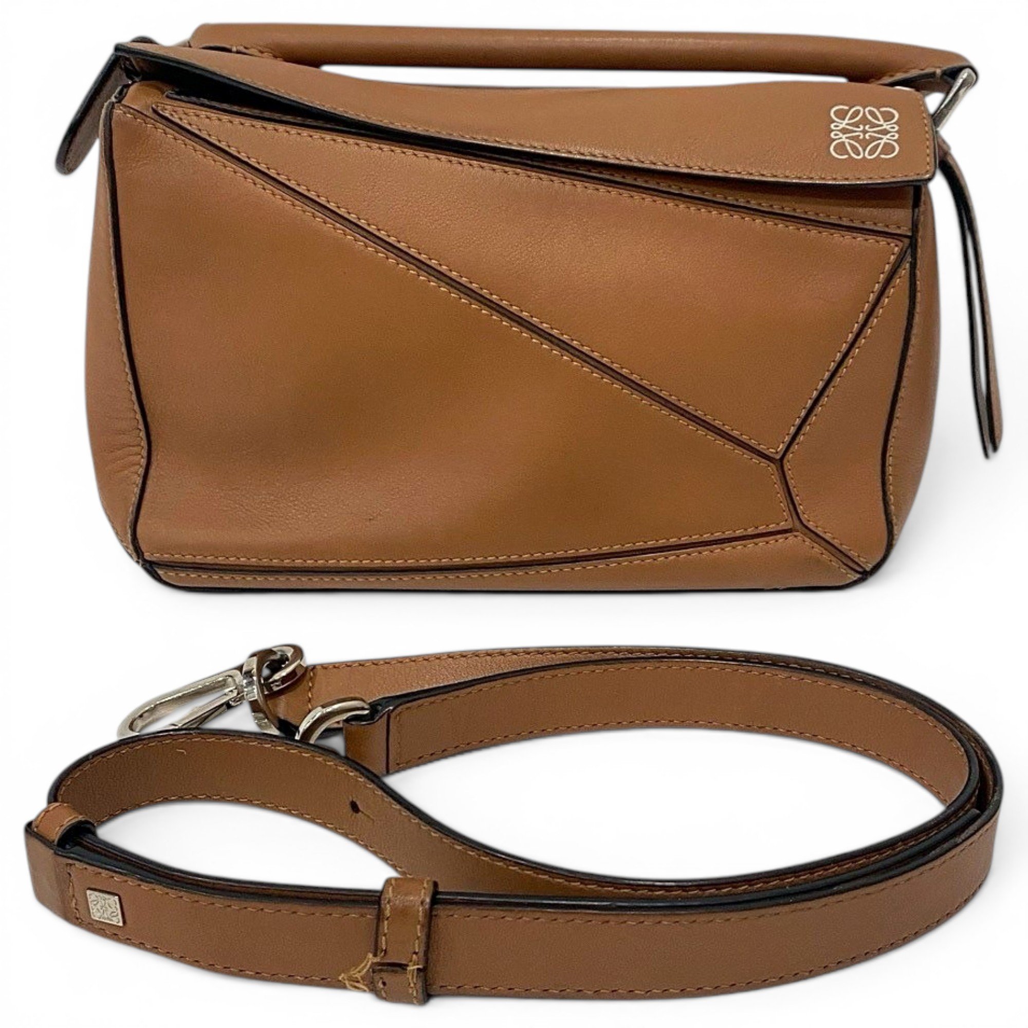 Puzzle leather handbag