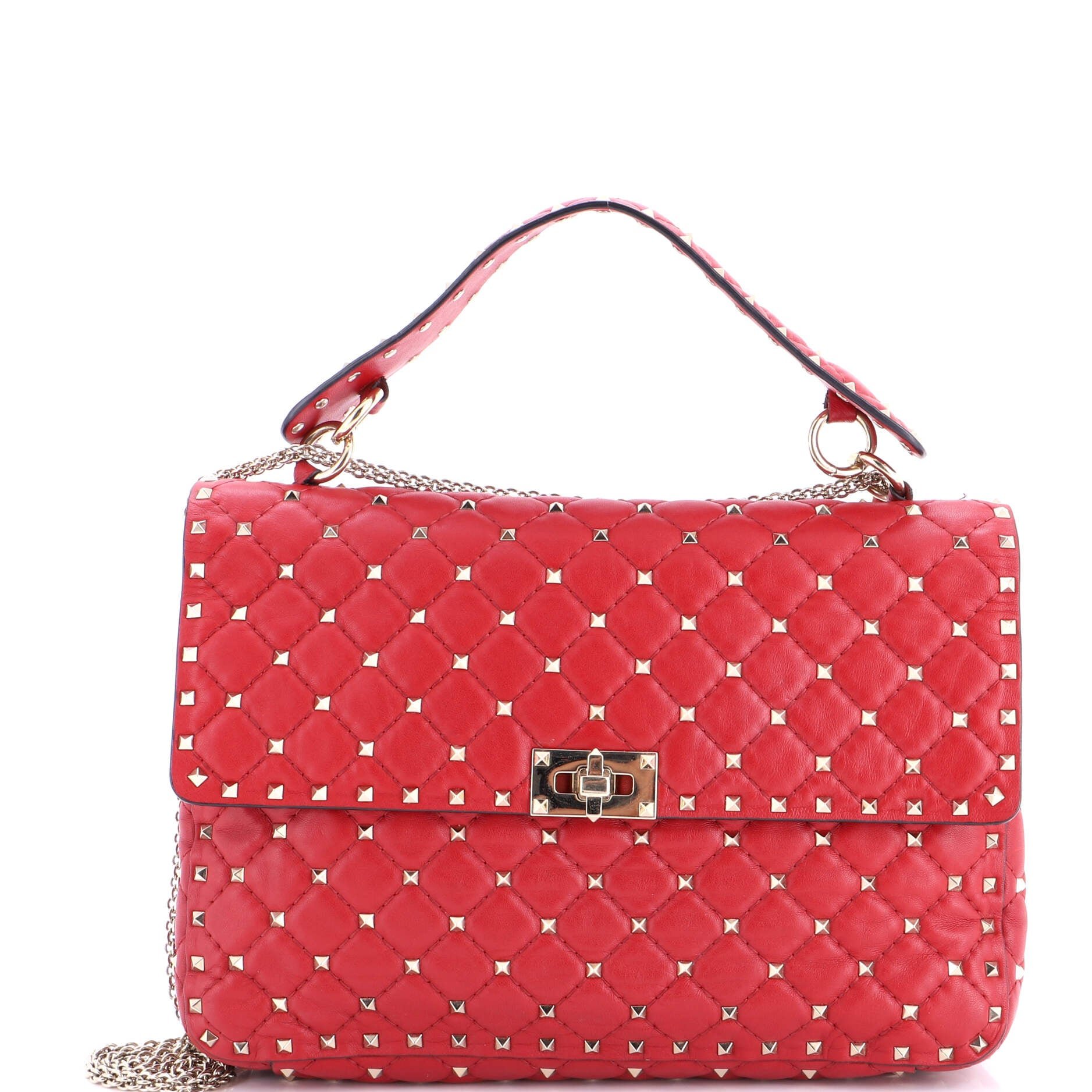 Rockstud Spike Flap Bag Quilted Leather Large