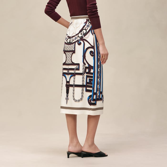 Blanc Céramique "l'Enseigne Du Sellier" Long Skirt
