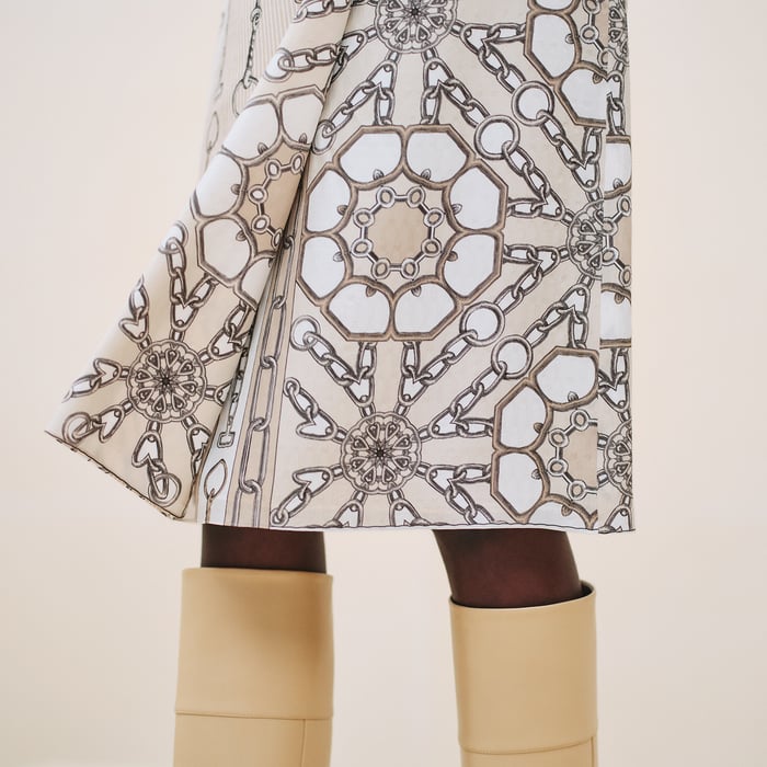Beige Glaise "Effet Kaleidoscope" Wrap Skirt