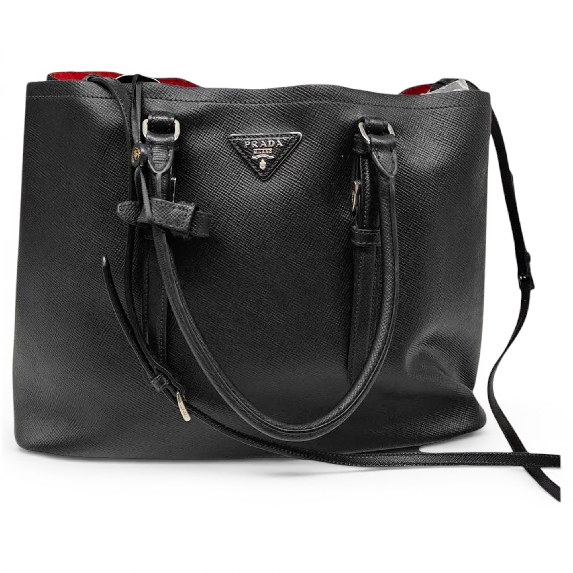 Double leather handbag