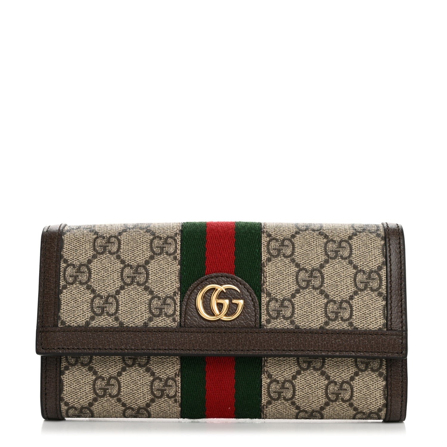 Gucci GG Supreme Monogram Web Ophidia Continental Wallet Brown
