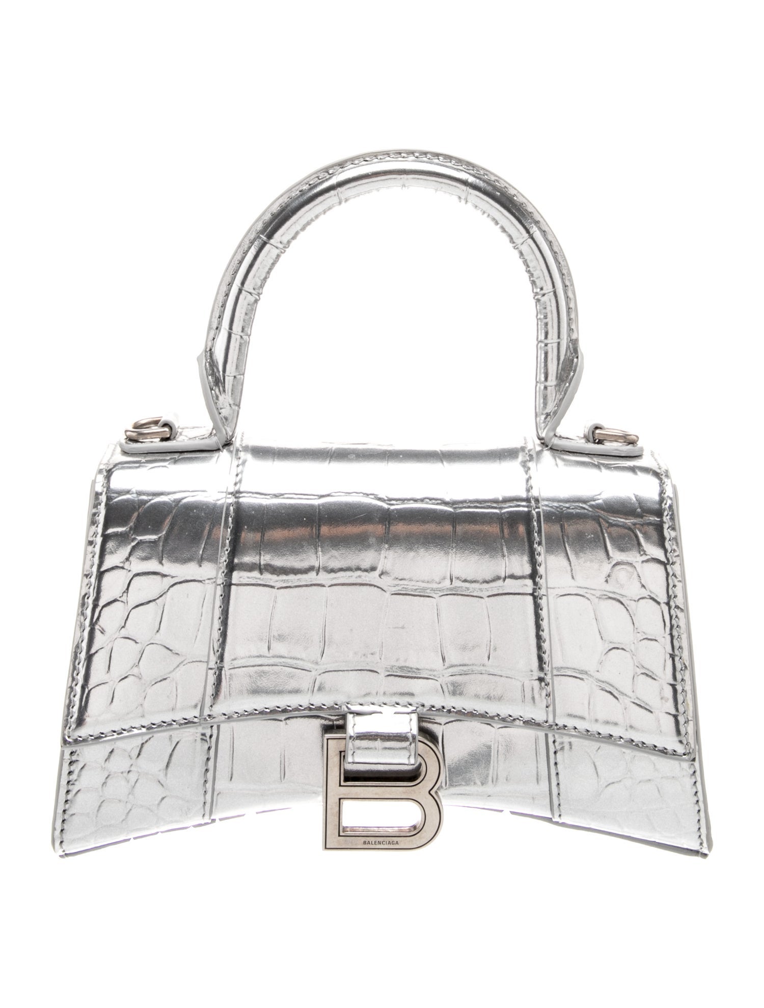 Embossed Leather Top Handle Bag Mini