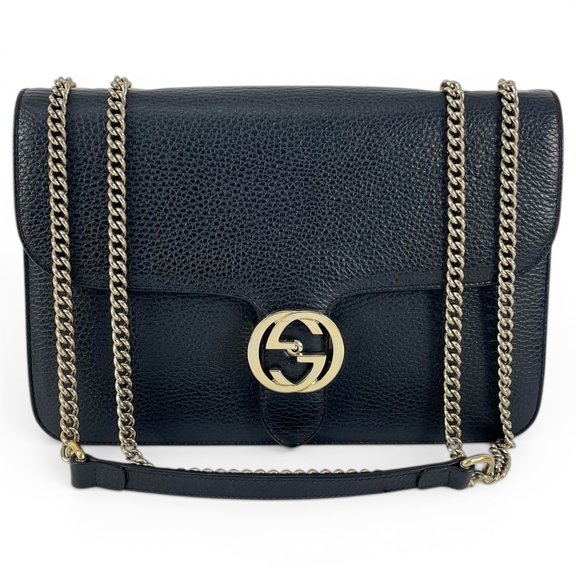 Interlocking leather handbag